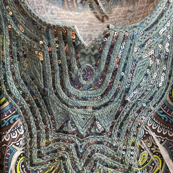 One World Sheer Romantic Embellished Blouse    size Small ~  LIKE NEW - Picture 1 of 6